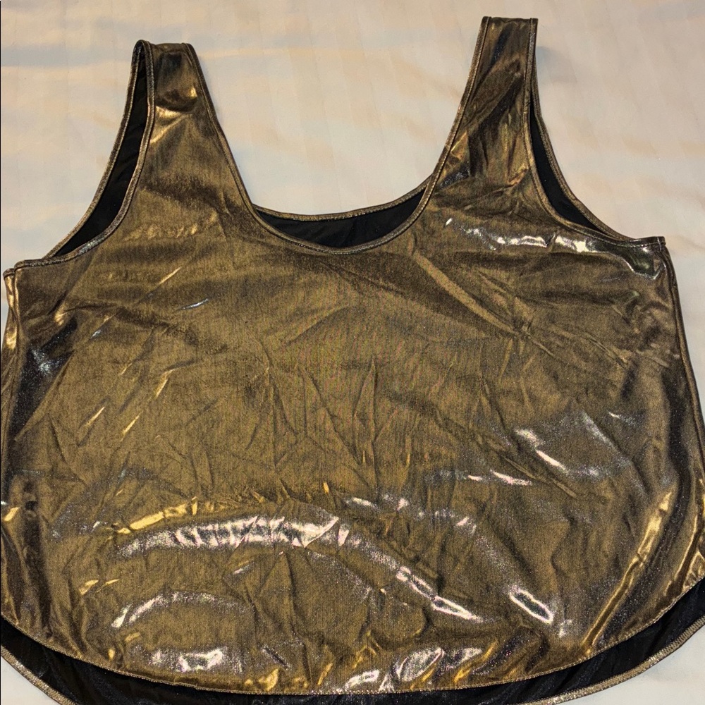 Women's Metallic Scoop Neck Tank Top - Black